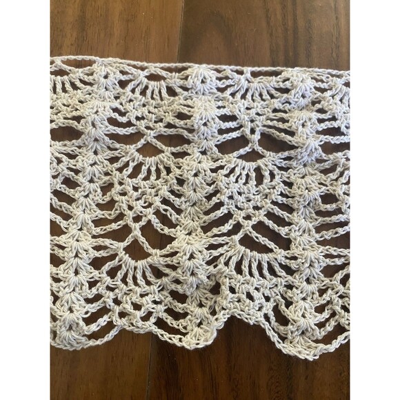 Vintage Handmade Crochet Grey Short Valance Curtain Filet 29”*6” - Picture 3 of 6